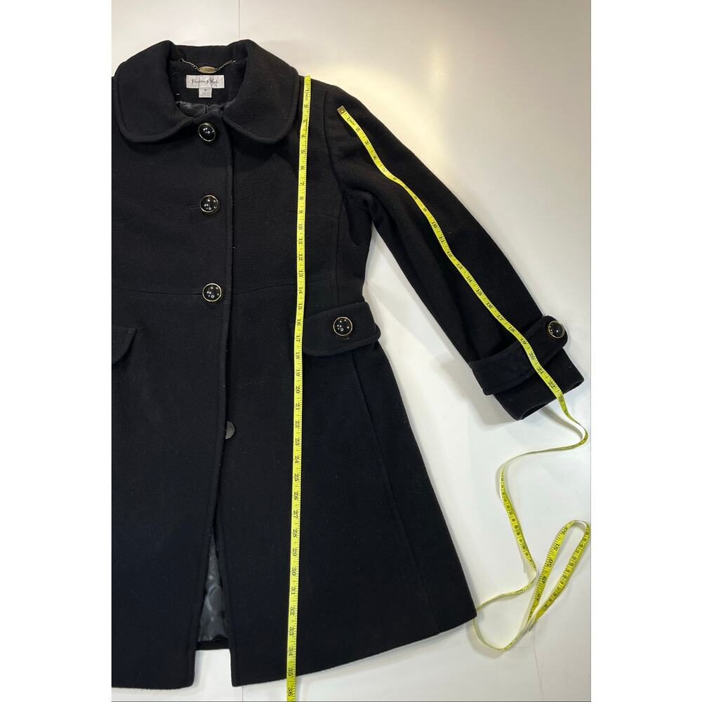 Preston & York Y2K Wool Cashmere Coat Women’s Sz 8 Black Gold Button Tailored - Picture 6 of 9